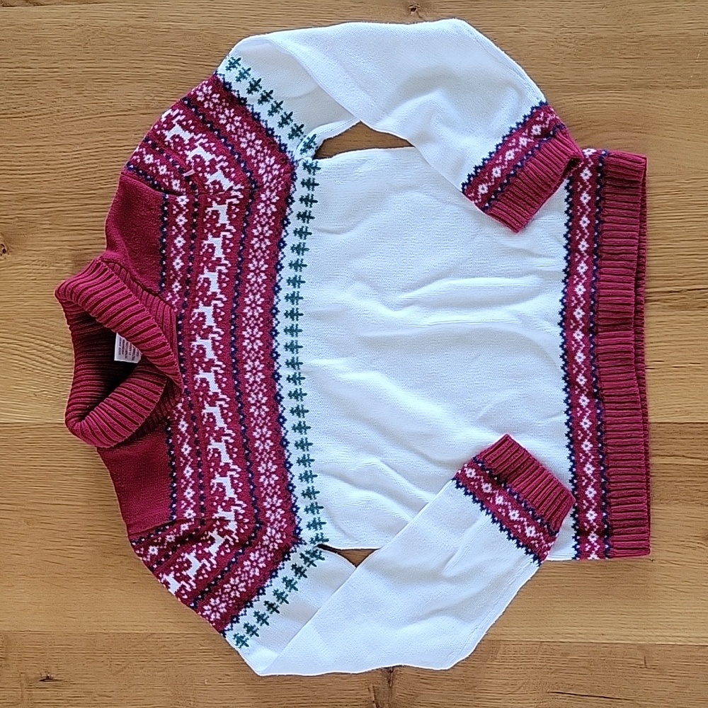 EUC Tommy Bahama Kids Red White Fair Isle Christmas Holiday Sweater